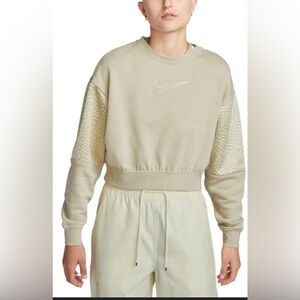 Nike Women's Leopard Print Beige Crew Neck Sweater